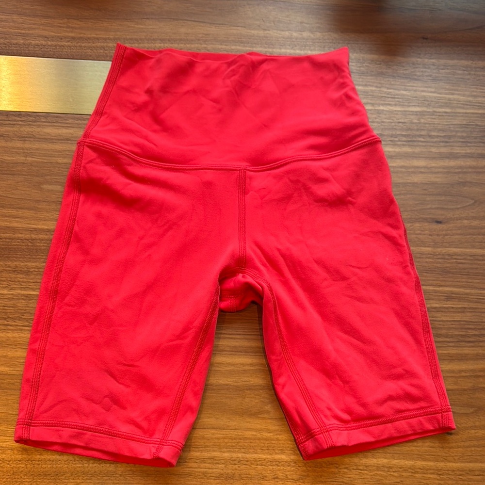 Lululemon Athletica Red Bike Shorts High-Waisted Performance
